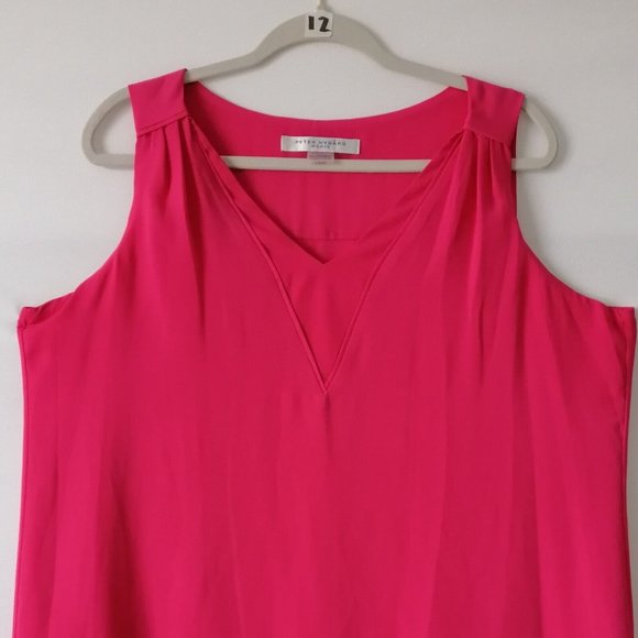 Peter Nygard Womens Pink V Neck Sleeveless Back Slit Blouse Top Plus Size 16W - Picture 2 of 7